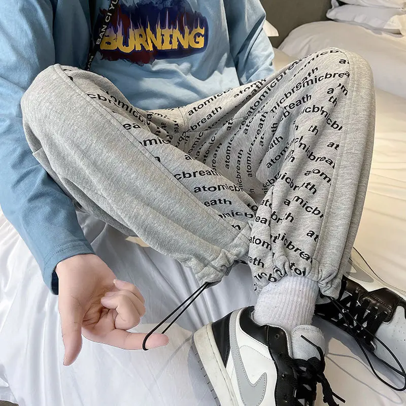 

Privathinker Men's Casual Oversize Letter Printed Pant Women 2021 Fashion Male Wide Leg Casual Pants Clothing Hip Hop