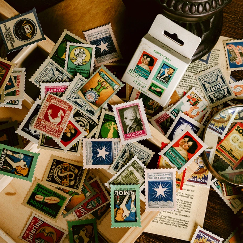 46 pcs/box Vintage Antique old stamps Bullet Journal Decorative Washi Stickers Scrapbooking Stick Label Diary Album | Дом и сад