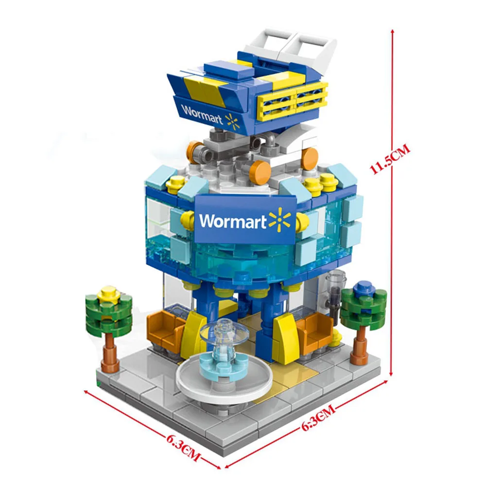Городской уличный строительный блок Brikcs вид мини Отдел торт магазин кафе жареная