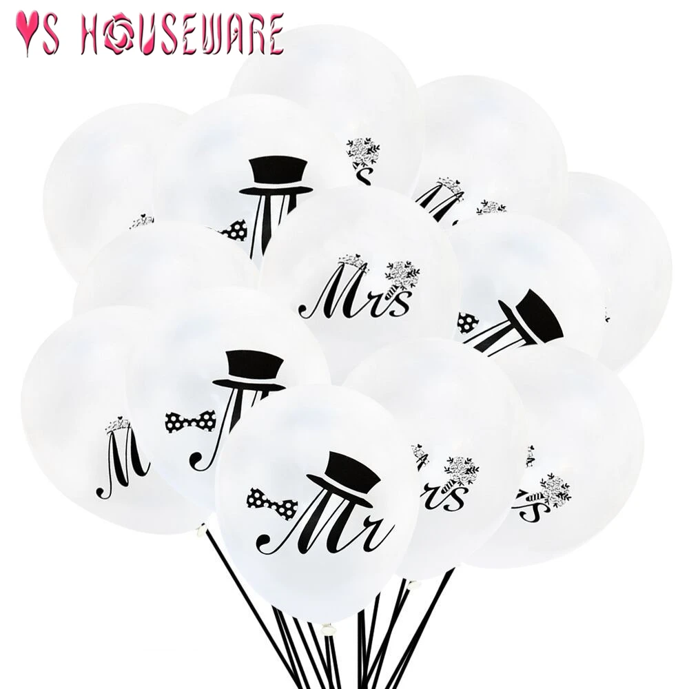 10/15 шт. круглые латексные воздушные шары с белым принтом Mr & Mrs|Украшения своими