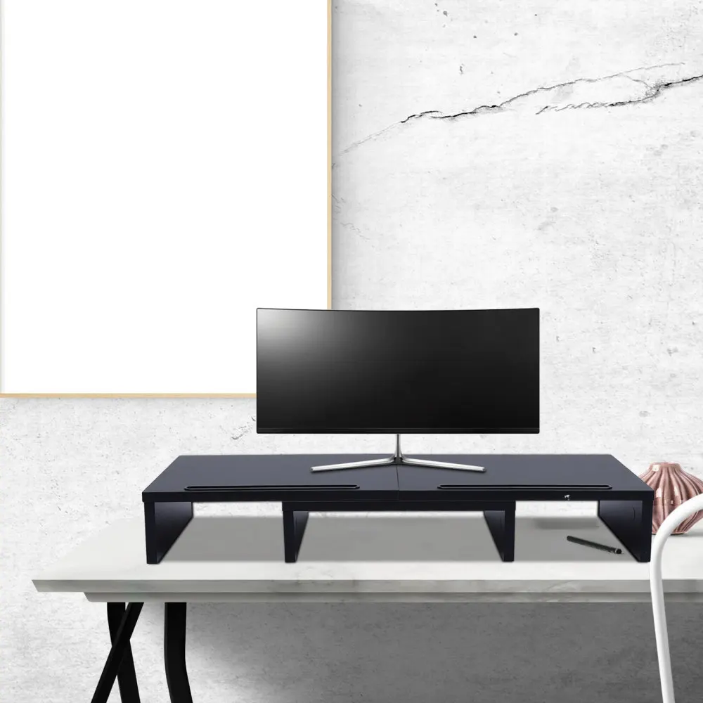 

Computer Monitor Stand Desktop Monitor Stand Computer Elevated Shelf (Black)