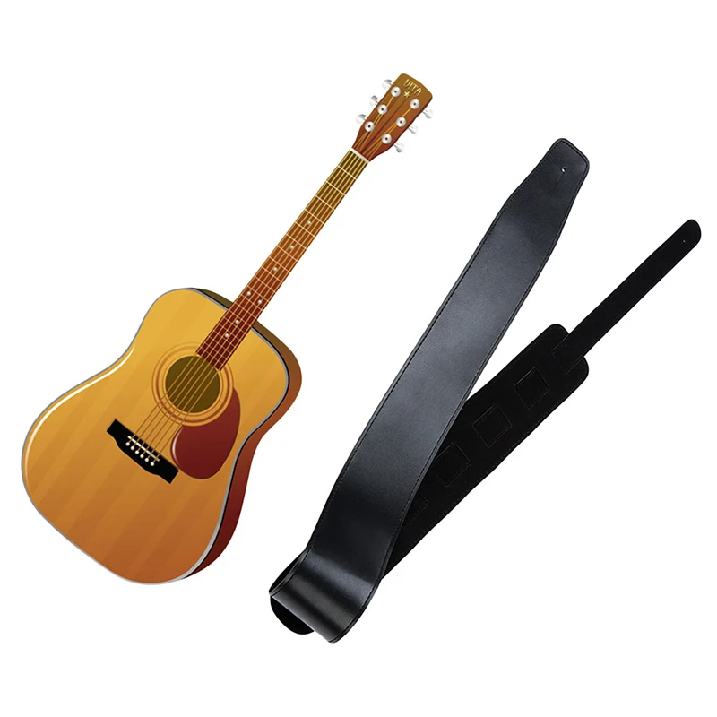 

Leather Padded Black Guitar Strap For Electric Acoustic Guitar Bass Adjustable Belt