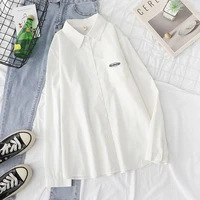 women blouses shirts tunic womens tops 2020 womenswear long sleeve clothing button up down loose white letters autumn ladies