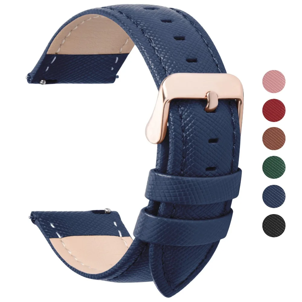 

Ремешок из быстросъемной кожи для наручных часов, сменный ремешок из натуральной кожи с узором Креста для женщин 14/16/18/20/22/24, 6 цветов