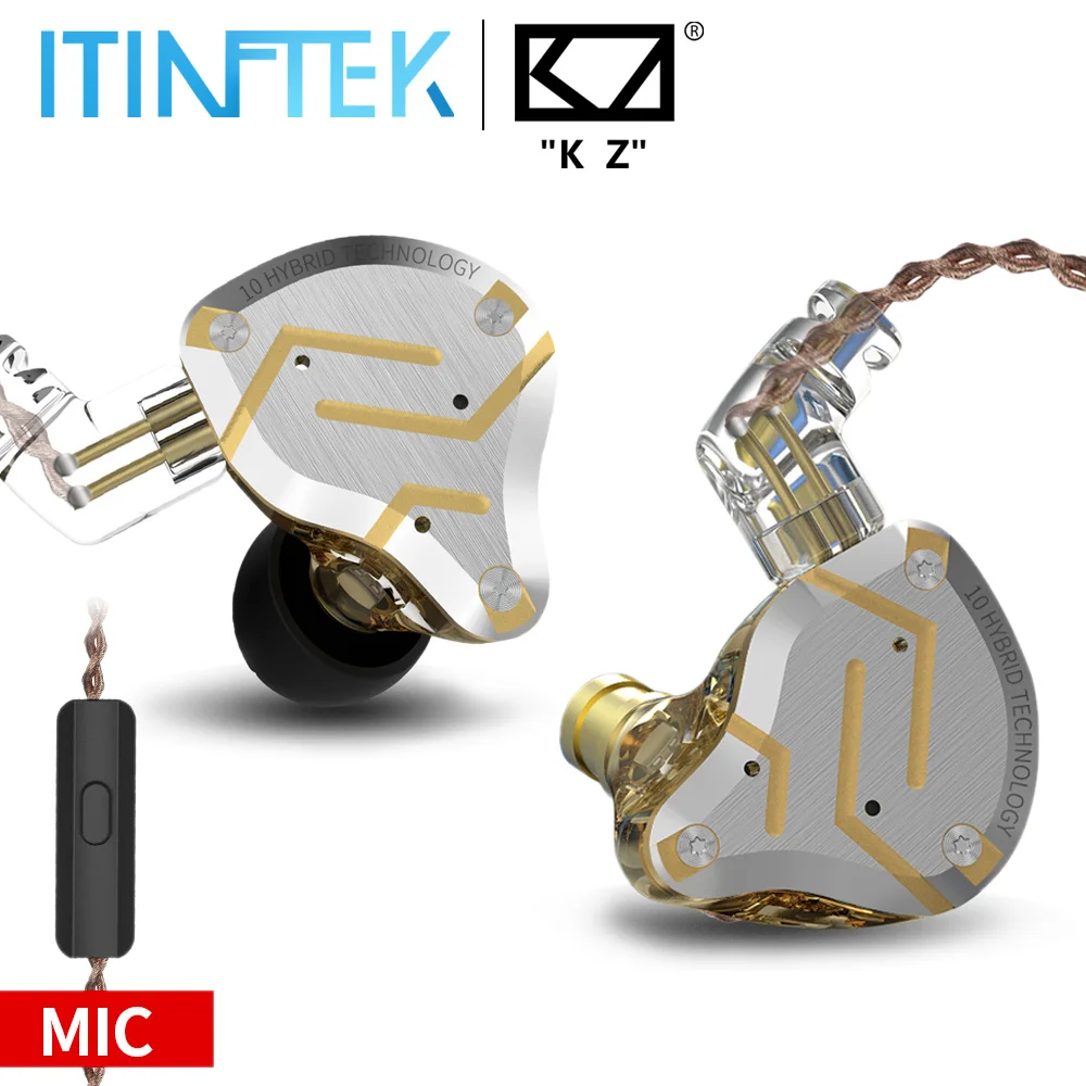 Металлические наушники KZ ZS10 Pro HIFI 4BA 1DD гибридные с 10 драйверами бас
