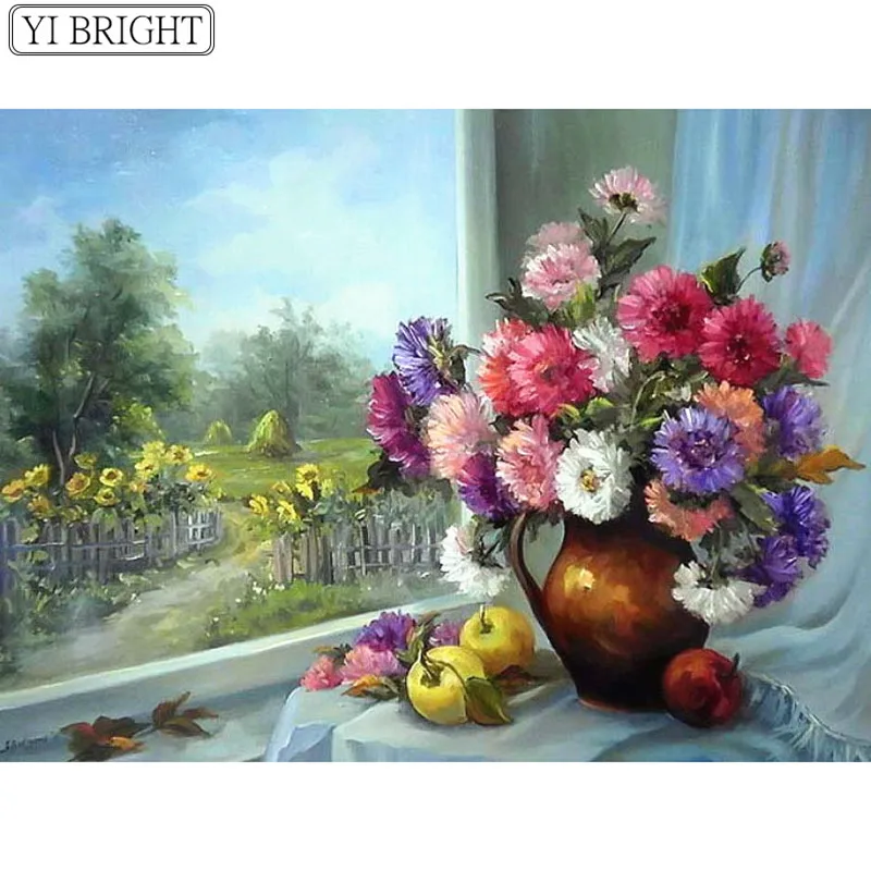 

5D DIY Diamond Painting Flower Art Vase Cross Stitch Diamond Embroidery Mosaic Kitchen Room Decoration