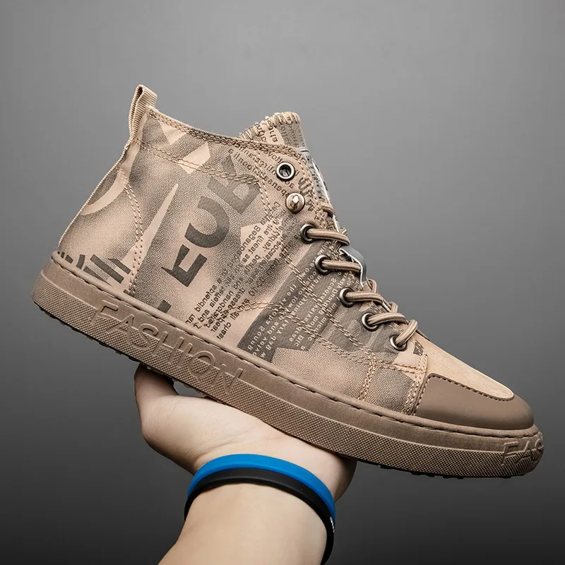 

Graffiti Canvas Sneakers High Top Sports Shoes for Male Zapatillas Sneakers Outdoor New Fashion Mens Shoes Casual Men Sneakers