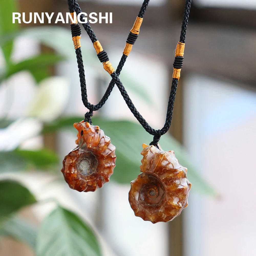 1 шт. кулон улитка натуральный камень окаменевшая овчина ожерелье