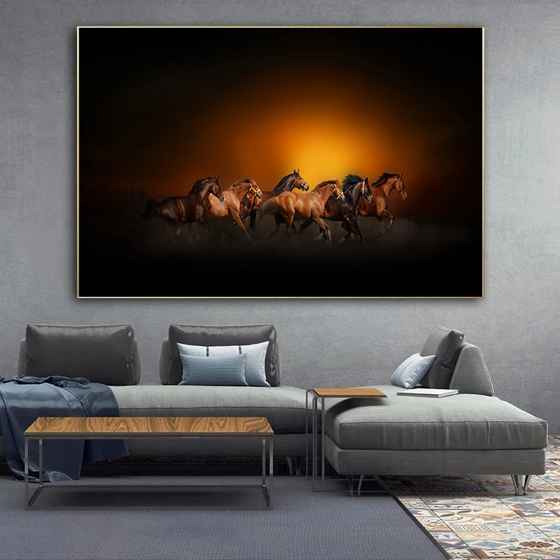 Картина маслом на холсте с изображением лошади животное Постер для украшения