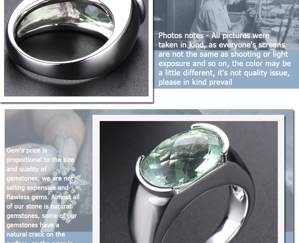 Hutang женское кольцо, 6.30ct, натуральный зеленый аметист, обручальные кольца, 925 пробы, серебро, драгоценный камень, изящное, элегантное, классическое ювелирное изделие, подарок