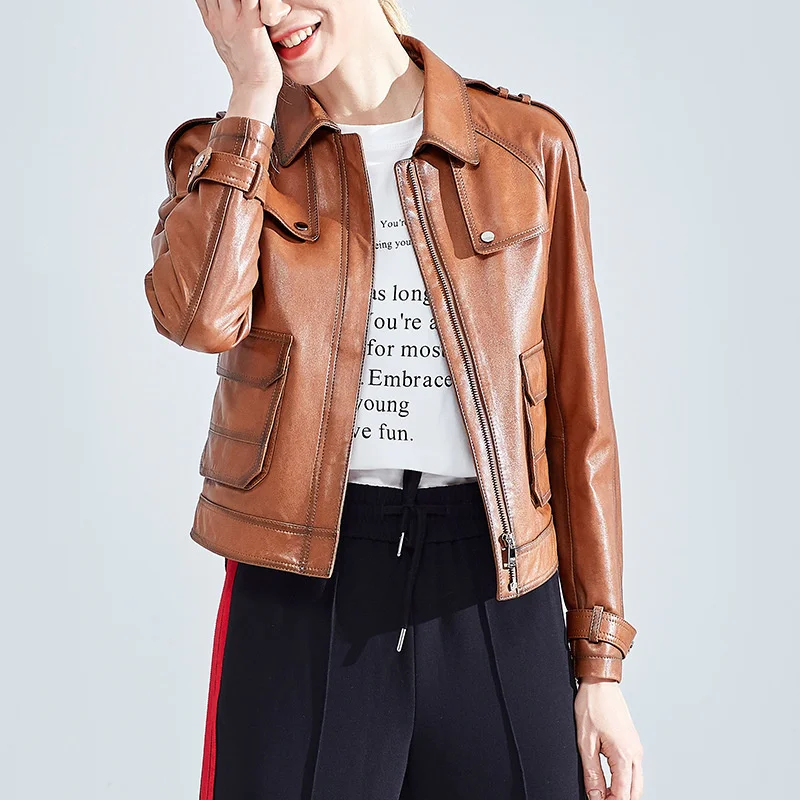 

OEM genuine leather women's coat ODM OEM