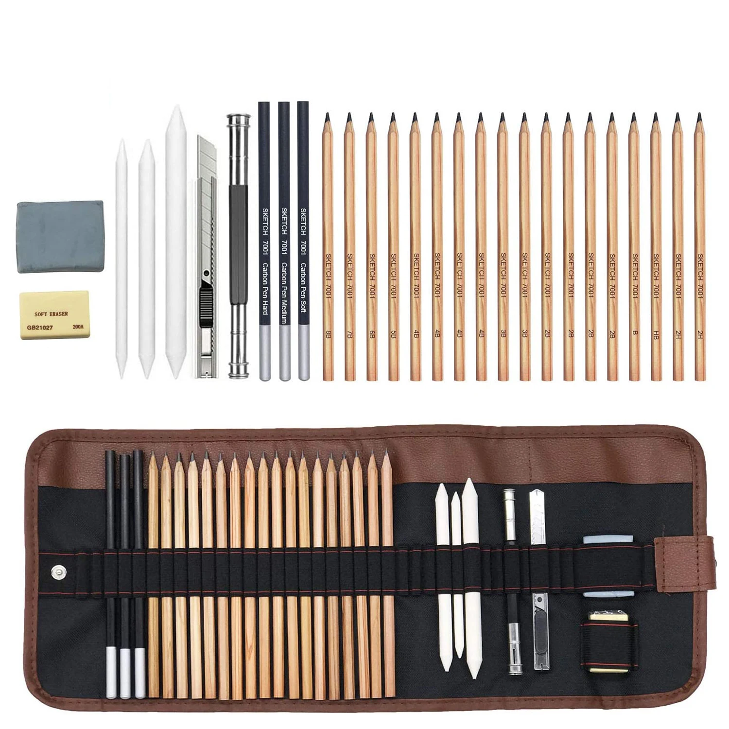 

30pcs/set Sketching Pencils Set,Drawing Pencils Drawing and Sketch Kit, with Charcoal Pencil, Eraser, Pen Knife,Pencil Extender