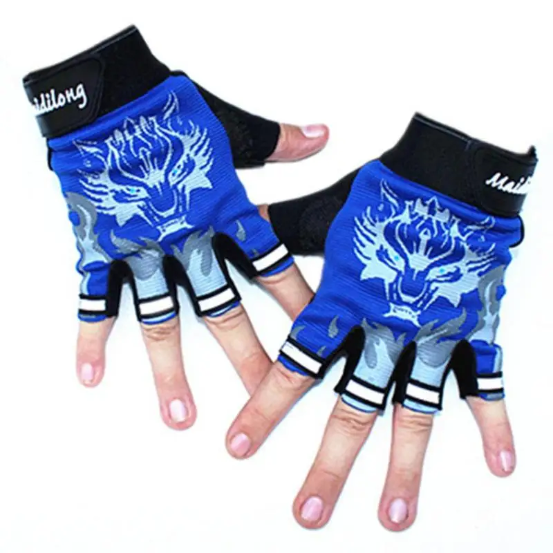 

Men Women Cycling Gloves Semi-finger Wolf Print Mittens Bike Gloves Anti-slip Fingerless Guantes Moto Gym Gloves Sport Gloves