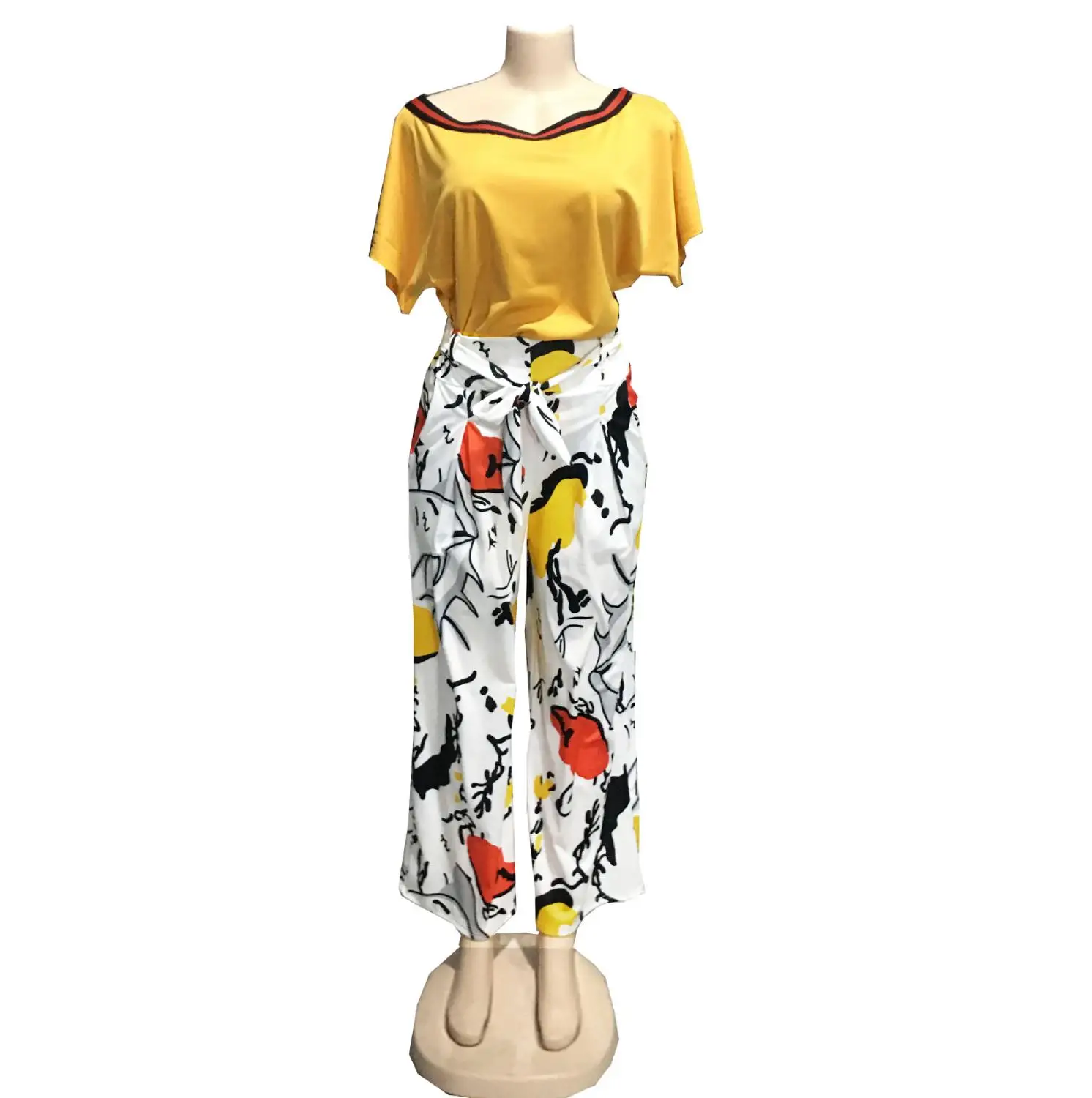 Летние комплекты из 2 предметов женские костюмы с воротником-лодочкой футболка