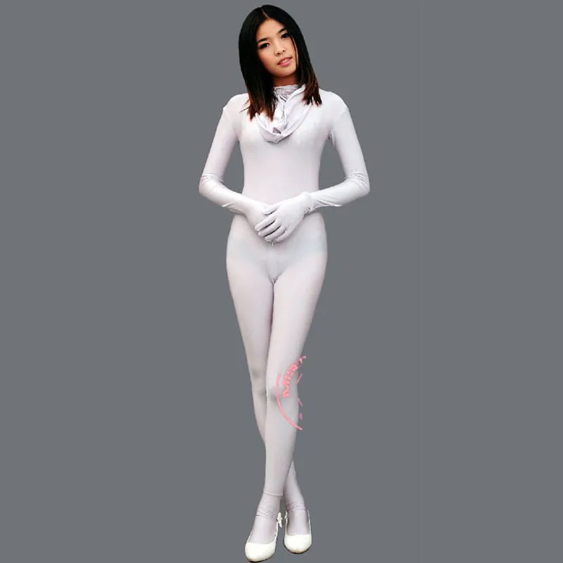 Блестящее боди большого размера из лайкры с длинным рукавом и молнией открытой