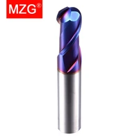 mzg 2 flute cutting hrc65 1mm 2mm 3mm 4mm 5mm milling machining tungsten steel sprial milling cutter ball nose end mill