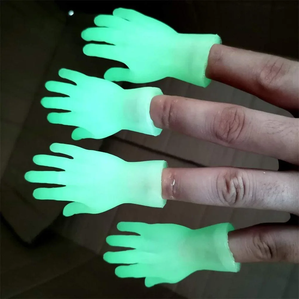

Finger Hands Glow Toy Puppet Funny Simulation Mini Tiny Finger Hands with Left And Right Hand For Halloween PartyMini Finger