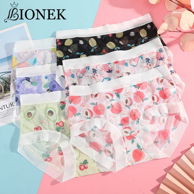

BIONEK Sexy Women Panties New Arrival fruit Printed Briefs Lovely Girls Underwear Multi Color Watermelon Sexy Lingerie Intimates