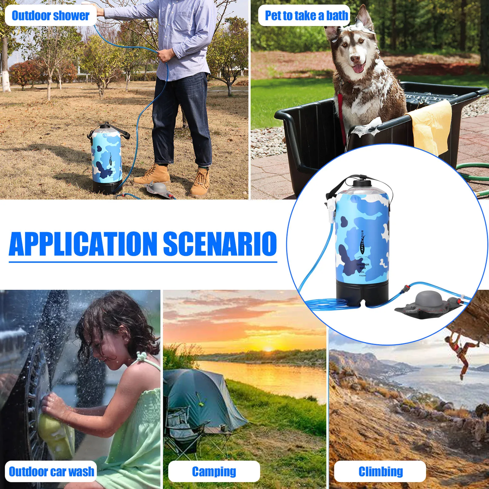 

10L PVC Outdoor Water Bag Bath Bag Shower Bag Shower Products Portable Camping Equipment With Upgrade Air Pump