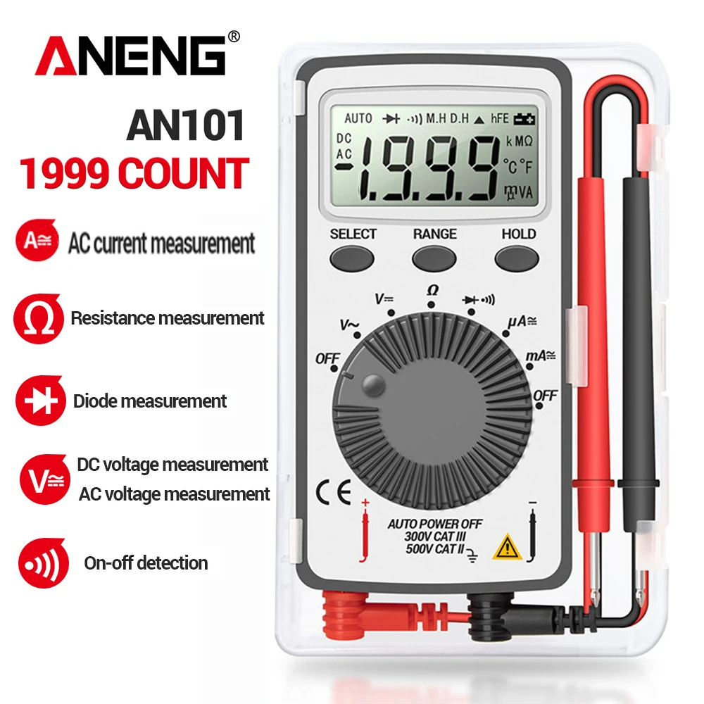 Цифровой мультиметр ANENG AN101 мини-тестер напряжения постоянного/переменного тока