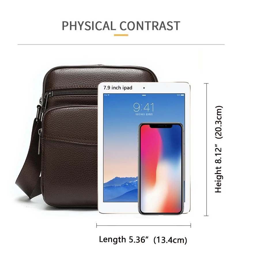 Genuine Leather Men's Messenger Bag Fashion Business Crossbody for Men Tote Shoulder Handbag Zipper Office Bags Male |