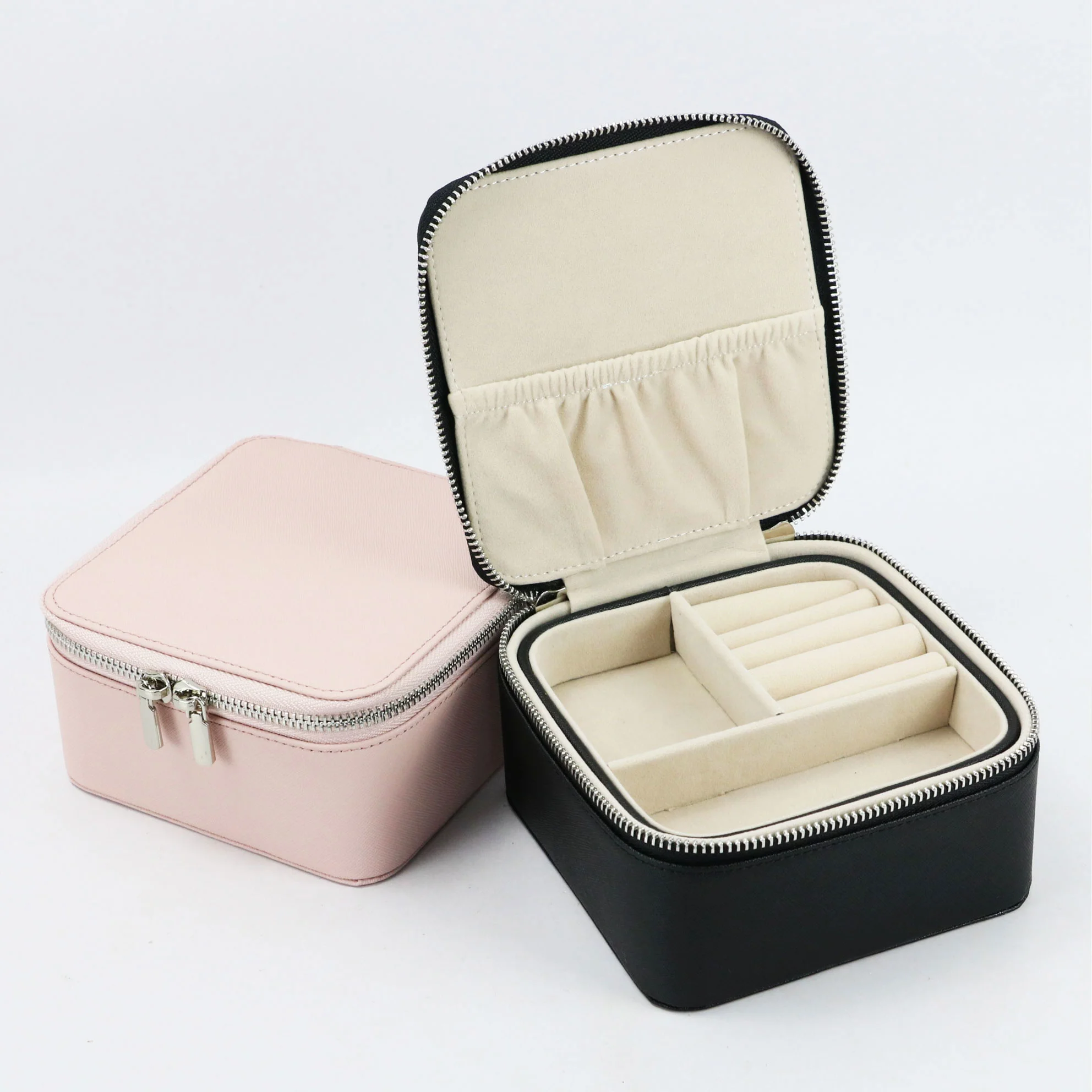 

Saffiano Genuine Leather Big Jewelry Box Case Portable Two-Layer Women Jewelry Box Storage New Earring Organizer Box For Jewelry