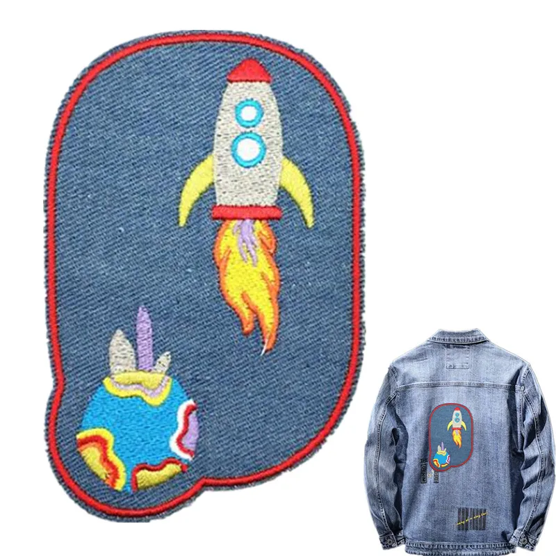 Нашивки для одежды аксессуары джинсовая аппликация ракета вышивка Железная на