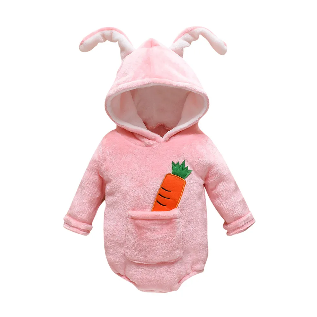 Боди для новорожденных Костюм кролика маленьких девочек Флисовый комбинезон с
