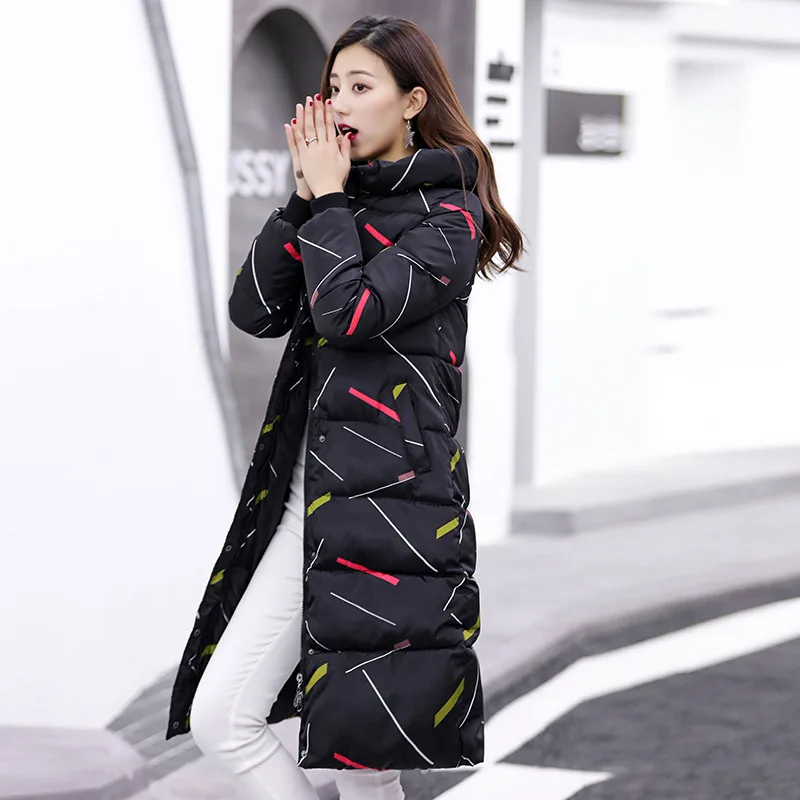 Parka woman basic jackets 2019 hooded warm cotton outwear women winter jackets female coat long slim print women down jackets