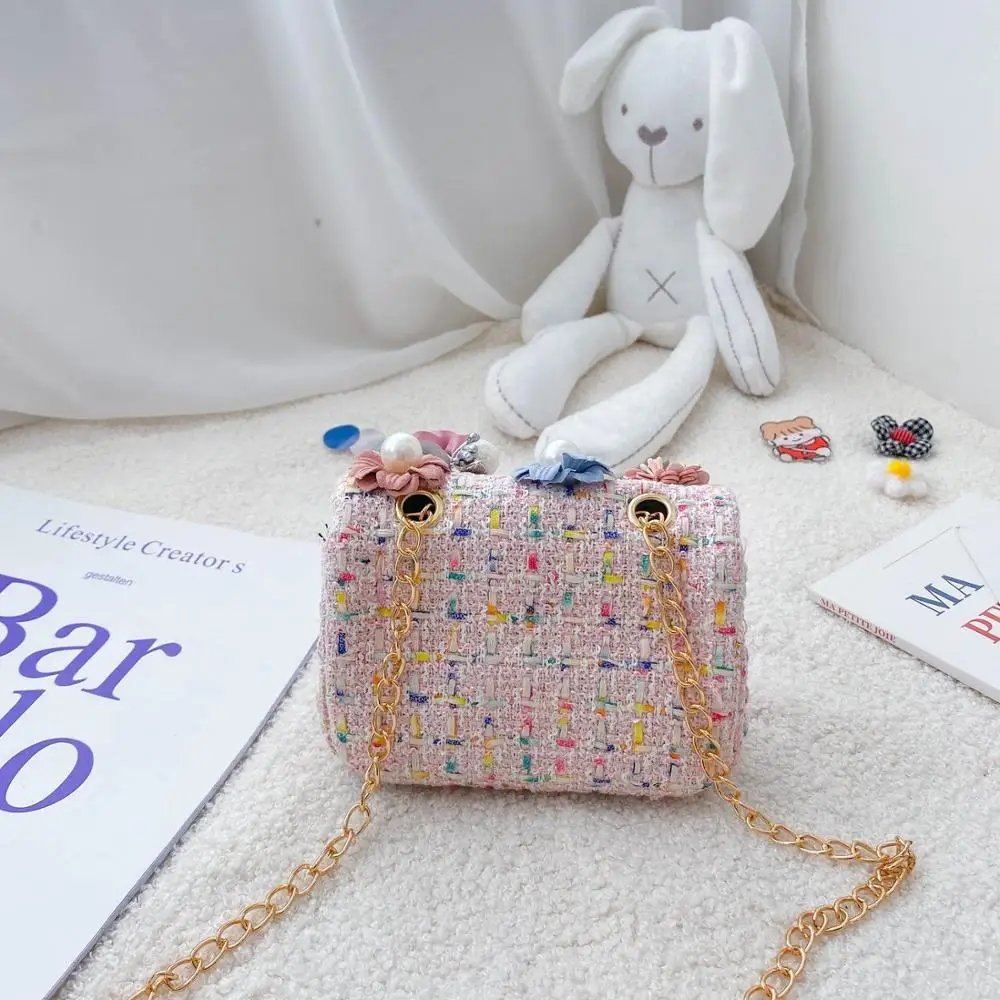 

Little Girl Mini Bag Purse Over Shoulder 2020 Fashion Small Sequins Coin Handbag Makeup Cases Cute Kawaii Tweed