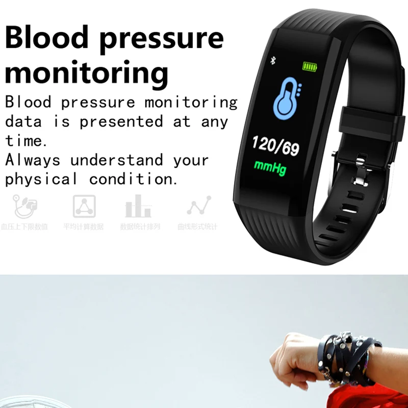 Спортивные Смарт-часы кровяного давления для мужчин и женщин монитор сердечного