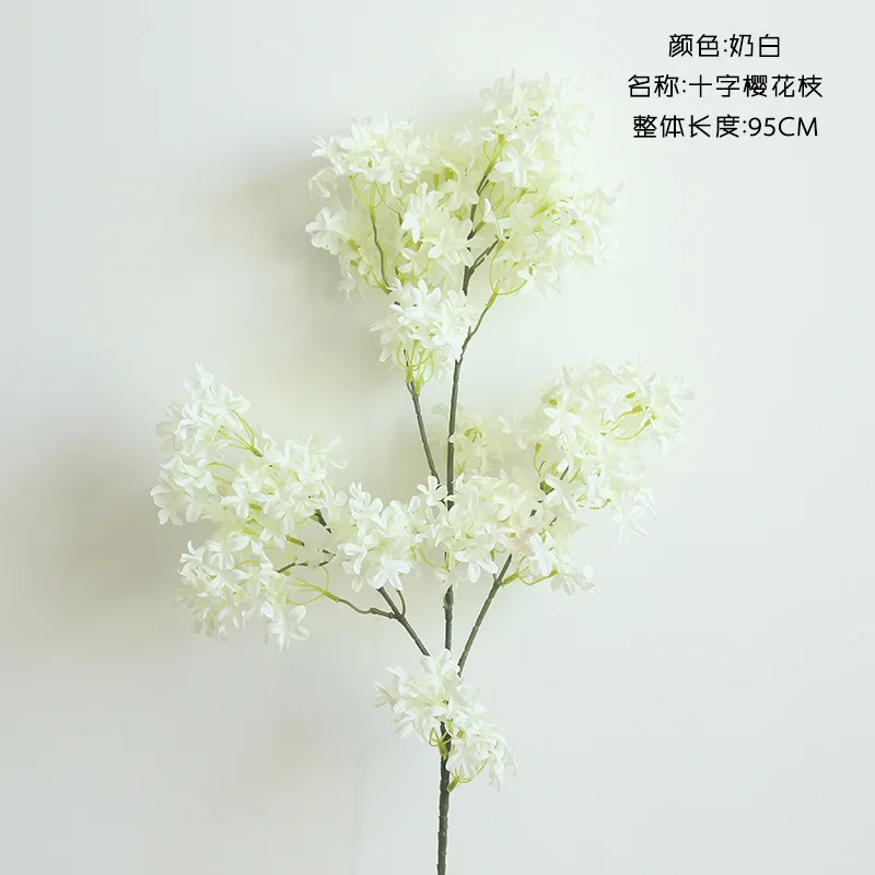 

Artificial Cherry Spring Plum Peach Blossom Branch Silk Flower Home Wedding Decorative Flowers Plastic Peach Bouquet