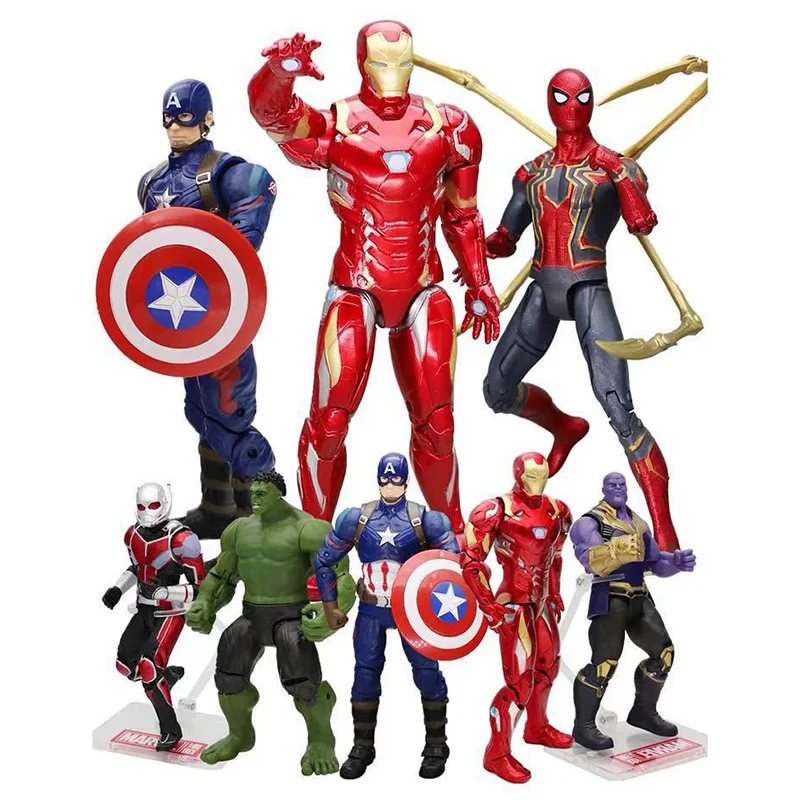 

Disney Marvel Anime Spiderman Model Action Figure Toy Avengers Hero Puppet Thanos Hulk Wolverine Decoration Collection Kid Gifts