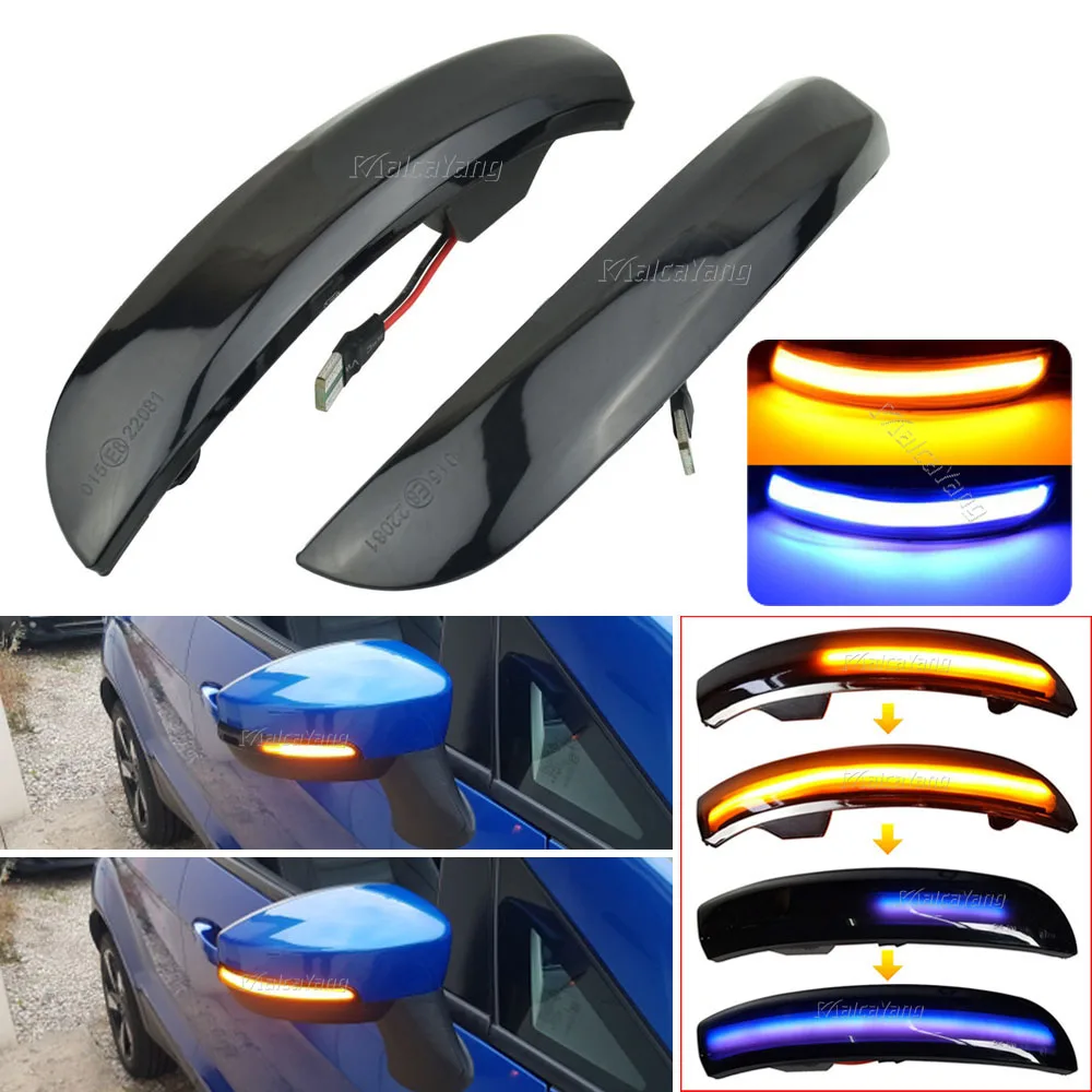

2pcs For Ford Kuga Escape EcoSport 2013-2018 Focus 3 MK3 LED Dynamic Turn Signal Light Side Rear-View Mirror Indicator Blinker