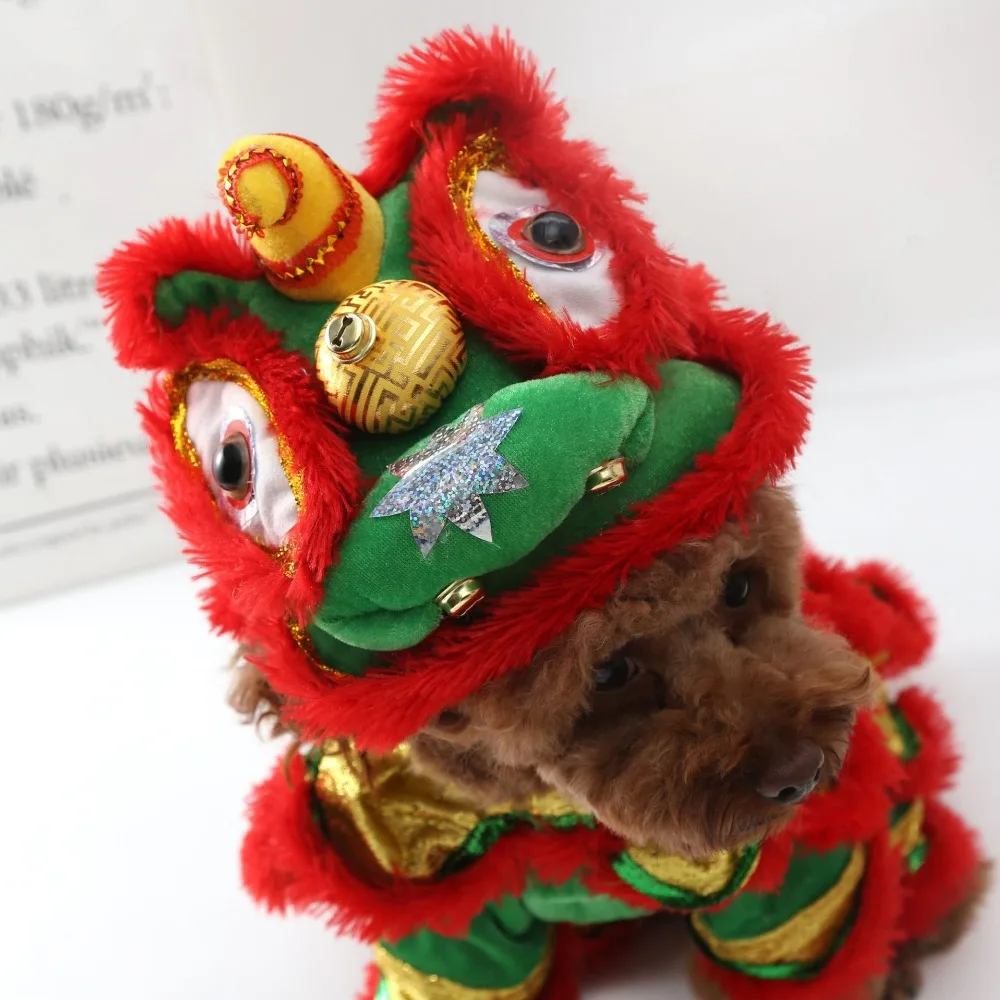 

Funny Pet Dog Clothes Lion Dance Cat Costume For Small Medium Dogs Corgi New Year Bulldog Traditional Dress Up Clothing French