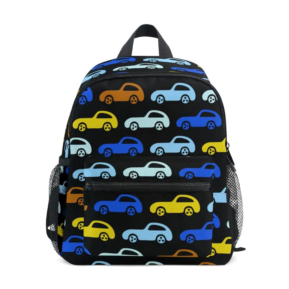 Рюкзак ALAZA для девочек 3-8 лет, маленькая школьная сумка с рисунком черного автомобиля для детей дошкольного возраста
