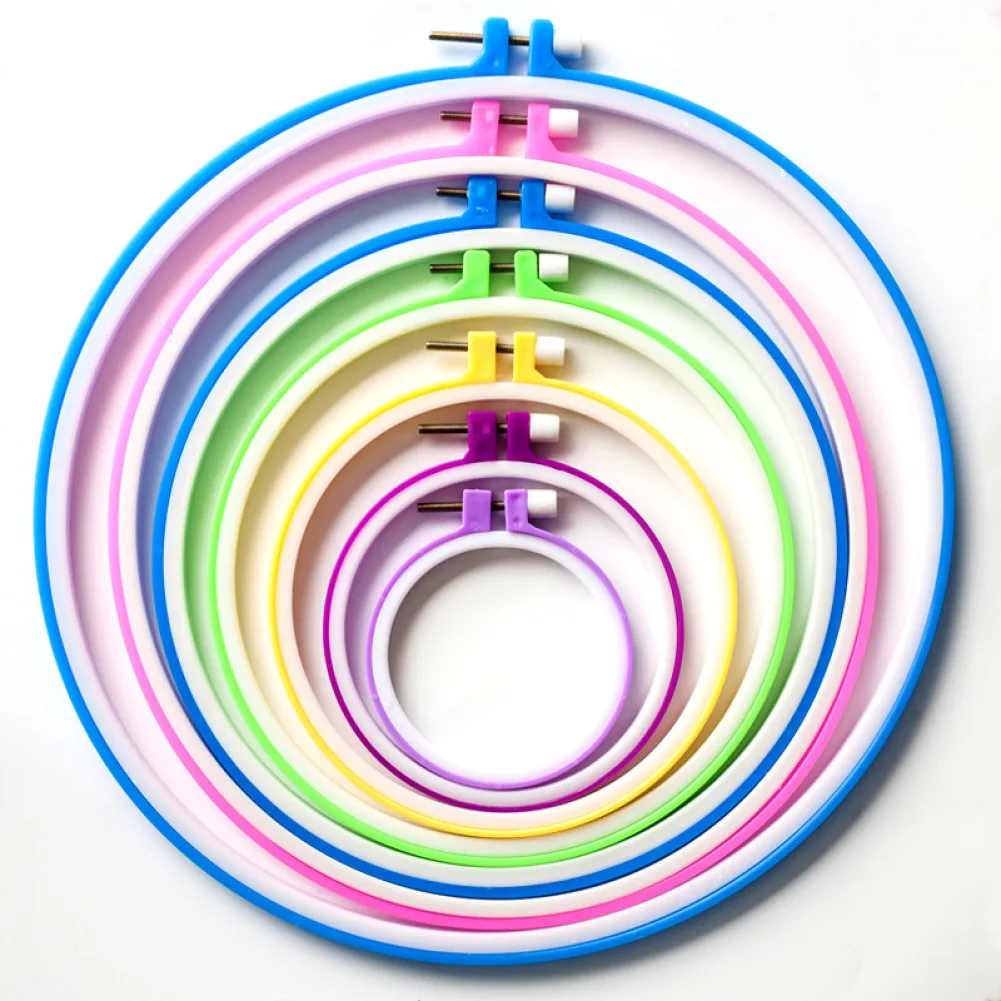 

DIY Colorful Embroidery Hoop Portable Plastic Ring Portable Cross Stitch Hoop Plastic Circle Cross Stitch Ring DIY Art Craft
