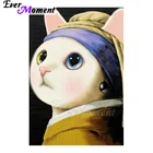 Алмазная мозаика с кошкой и жемчугом, ASF2400