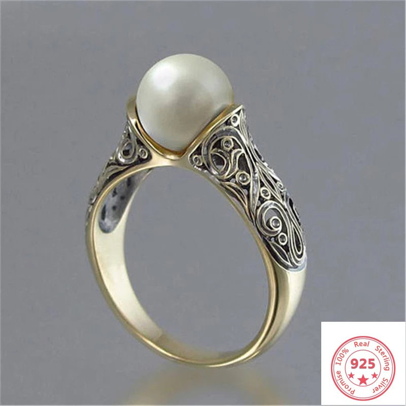 Женское кольцо из розового золота с жемчугом 14 к|Кольца| |