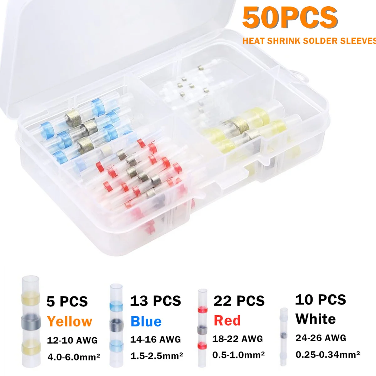 50 шт Водонепроницаемый припой уплотнение рукава изолированные термоусадочные