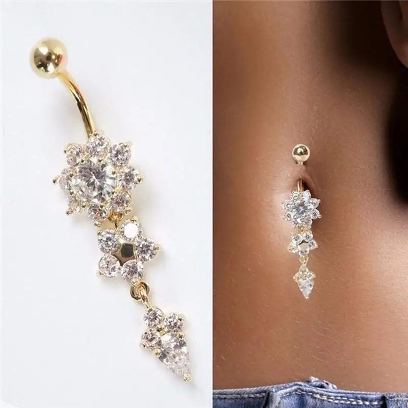 Fashion Allergy Free Belly Ring Navel Body Piercing Jewelry Medical Steel Dangle Button Accessories forWomen |