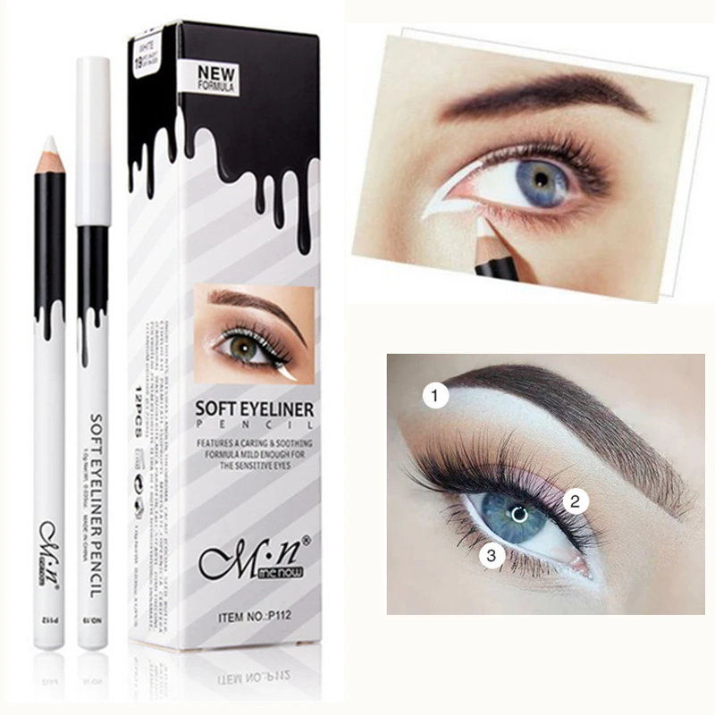 1pc white eyeliner Qibest двухголовая Черная Подводка для глаз треугольная подводка для глаз карандаш 2в1 пигмент Водостойкая Подводка для глаз штамп ручка Косметика для макияжа - Цвет: 1pc white eyeliner