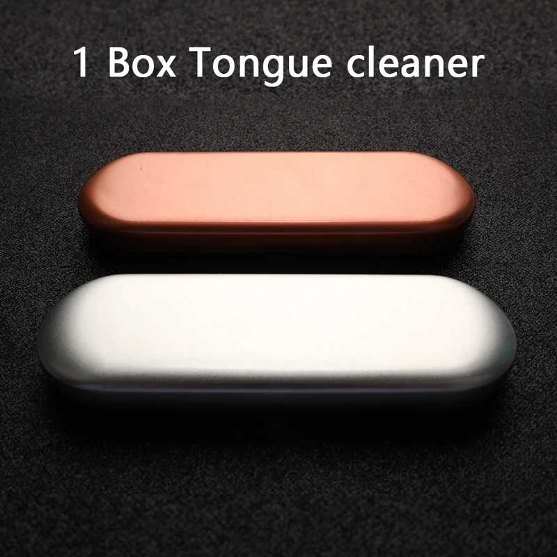 

Stainless Steel Tongue Cleaner Metal Reusable Tongue Brush Breath Scraper Set