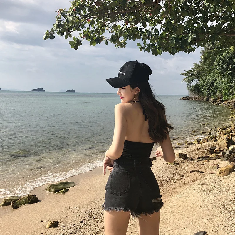 Summer Women's Fashion Casual All-around Wear Old and Shabby Burr High Waist Loose Fit Straight Tube Denim Shorts Street Trend | Женская