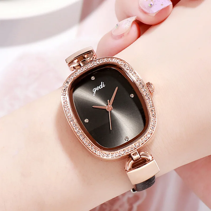 

Hot Gift Luxury Gold Watches For Women Casual Genuine Leather Unique Quartz Simple Roman Minimalism Design Dress Wristwatch