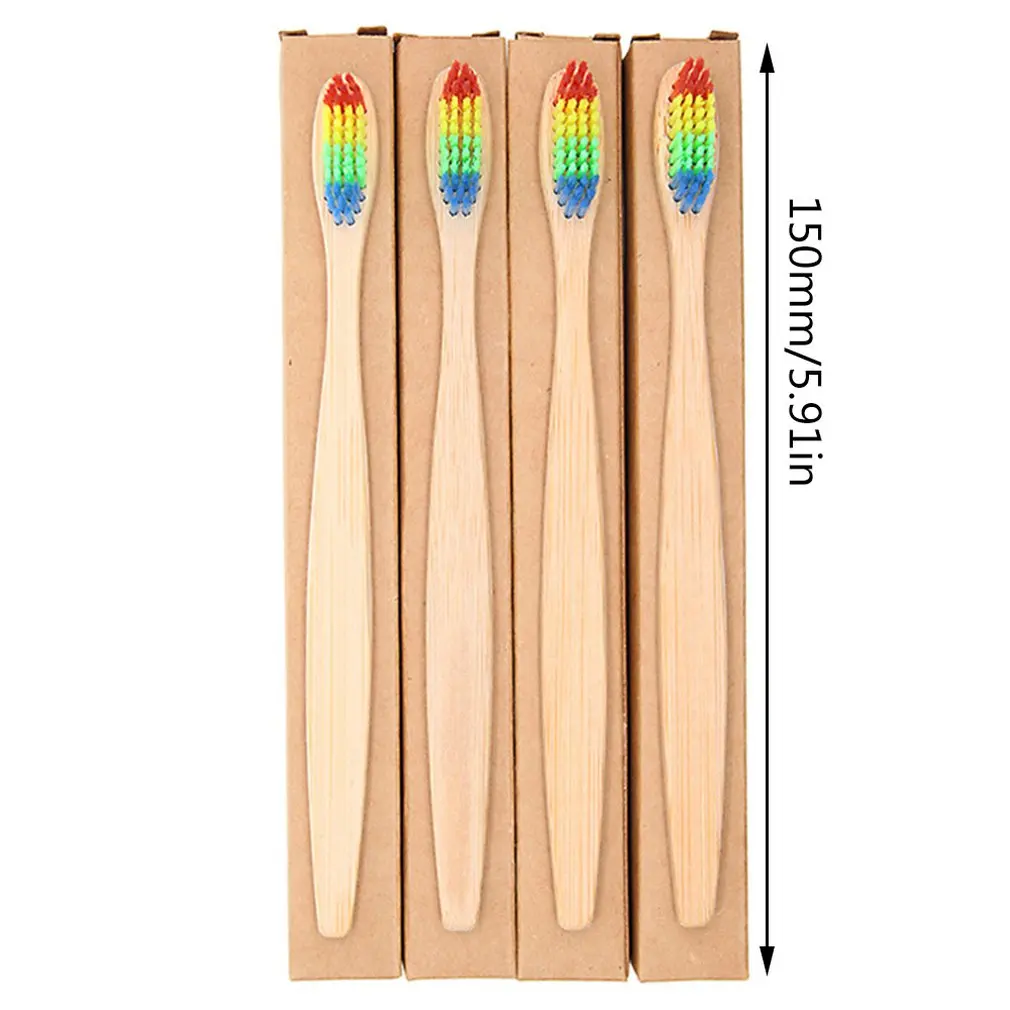 

Natural Bamboo Environment Toothbrush Made with Rainbow Nylon Infused Bristles in Recycled Biodegradable