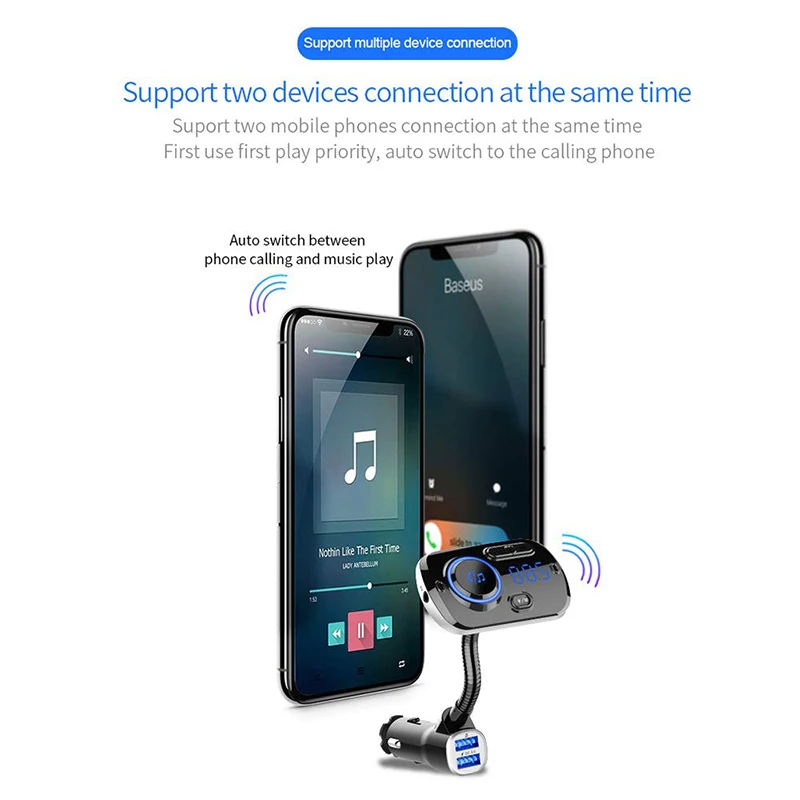 Bluetooth 5,0 fm-передатчик для автомобиля беспроводной fm-радио адаптер автомобильный комплект Радужный светодиодный светильник Bluetooth плата с пультом дистанционного управления