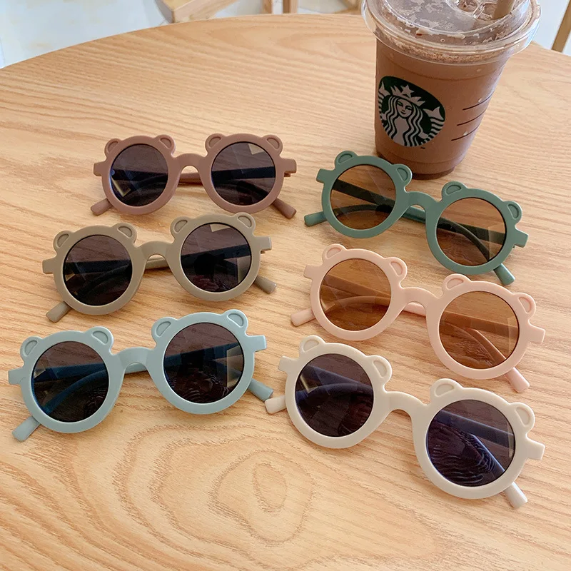 Новые детские солнцезащитные очки в форме мультяшного медведя для девочек и