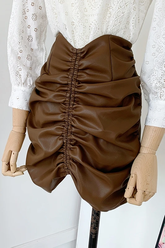 

Leather skirt pants women 2021 autumn and winter new all-match PU leather high waist bag hip skirt boots pants skirts