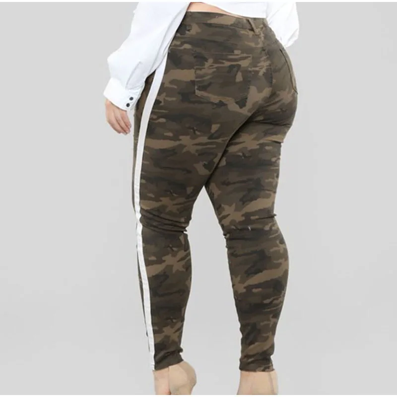 Эластичные джинсы с объемными дырками размера плюс в полоску 5XL летние леггинсы